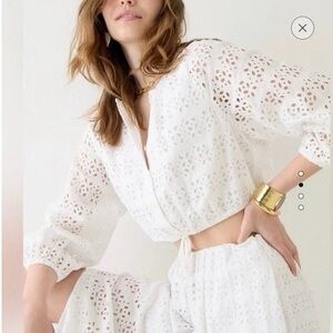 J. Crew White Eyelet Blouse